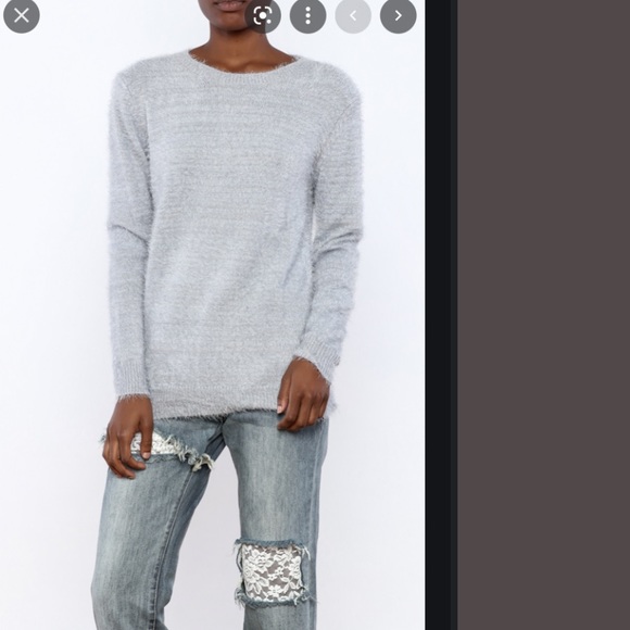 Ecru lab fuzzy open back tie sweater cream white - Picture 2 of 2